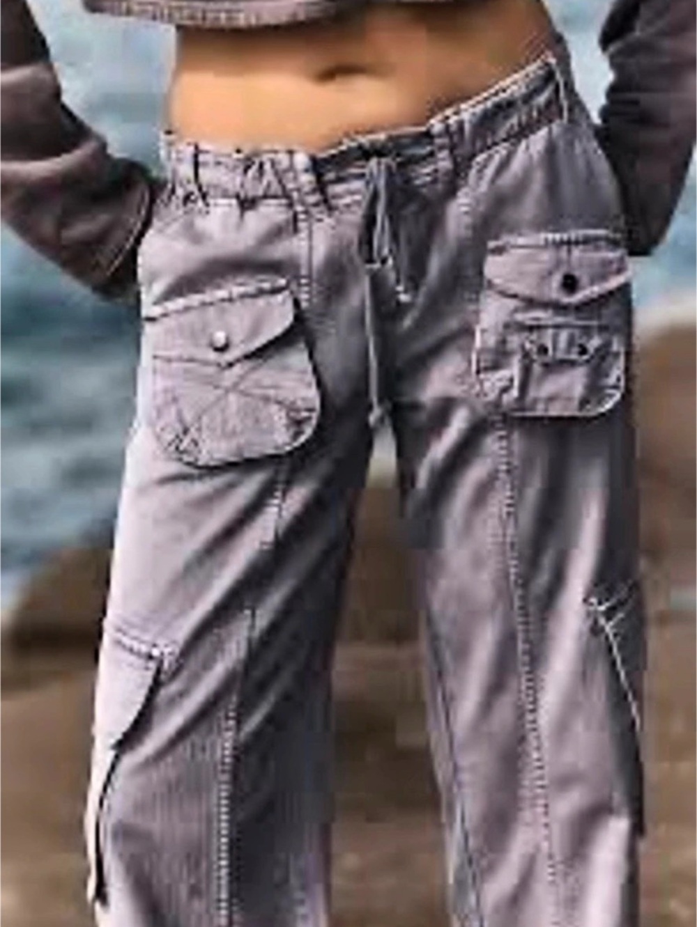 Free People We The Free Tahiti Pull-On Cargo Pants Women's Green - Picture 8 of 8